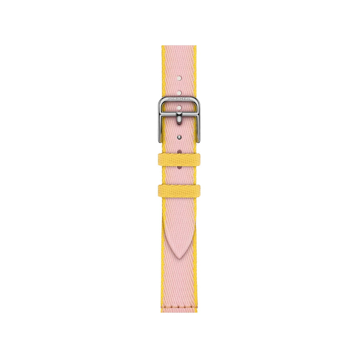 Apple Watch Hermès Series 11, 42mm Silver Titanium with Attelage Rose Sakura / Jaune De Naples, at TaMiMi Projects in Qatar