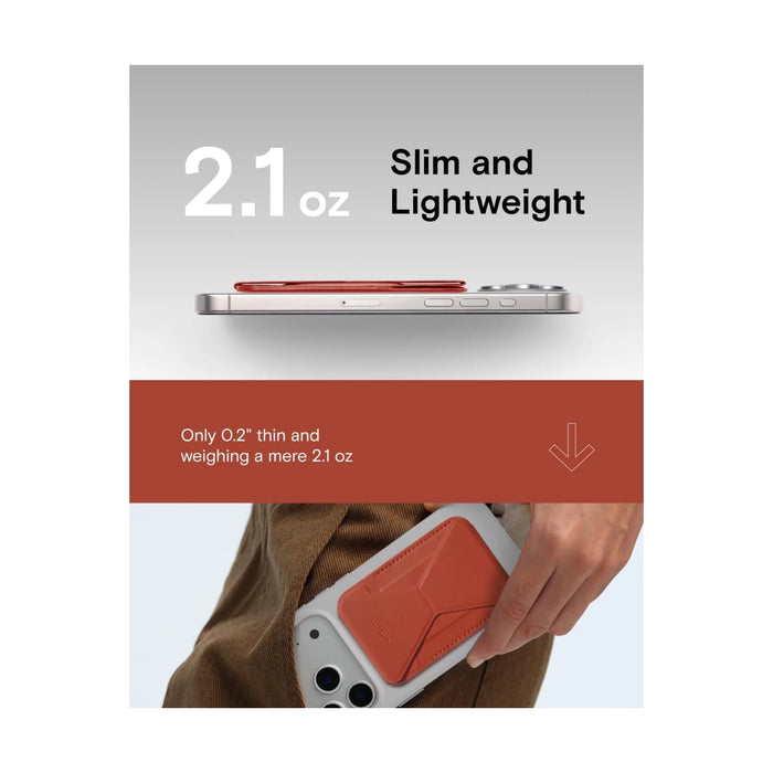 MOFT magnetic wallet stand in clay, with angle adjustment & Magsafe. Available now from TaMiMi Projects in Qatar.