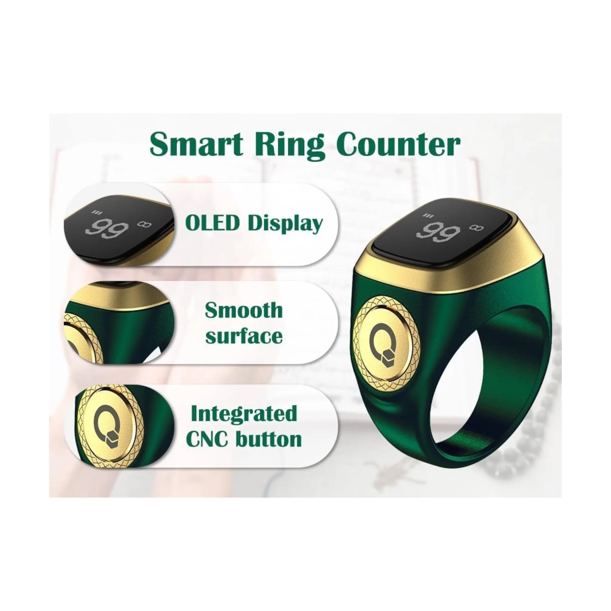 Zikr Smart Tasbih Ring with OLED Display Zikr Smart Tasbih Ring with OLED Display