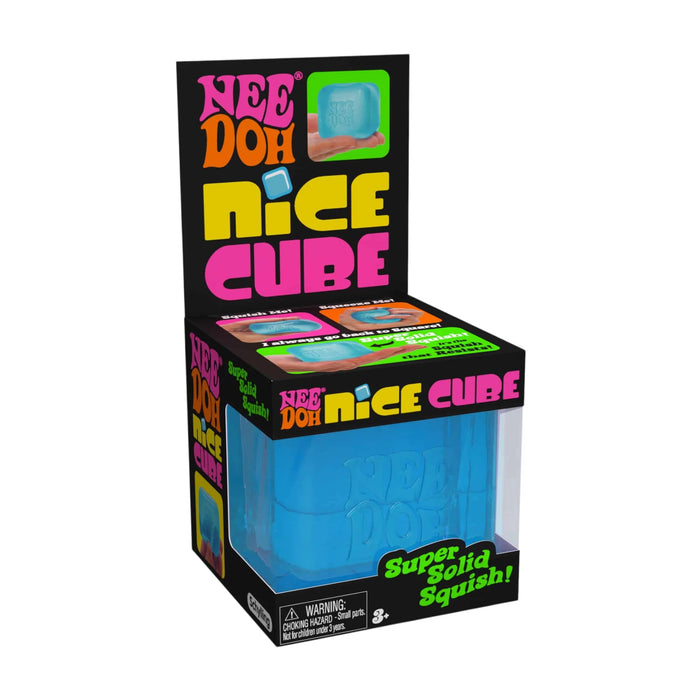 NeeDoh Nice Cube Sensory Squish Toy, Soft when squeezed slowly and firmer when squeezed quickly.