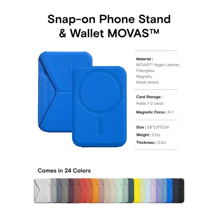 MOFT magnetic wallet stand in Sapphire, with angle adjustment & Magsafe. Available now from TaMiMi Projects in Qatar.
