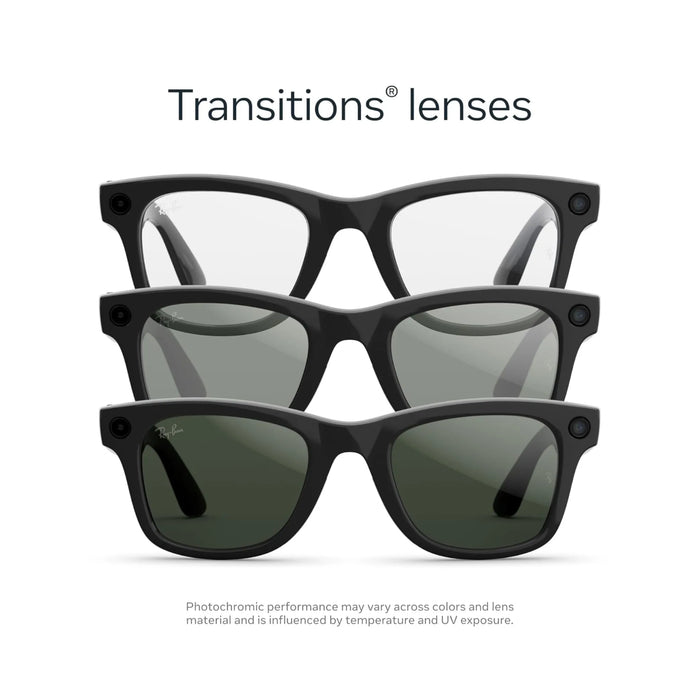 Ray-Ban Meta Wayfarer Gen 2 Shiny Black / Transitions Graphite Green - Large