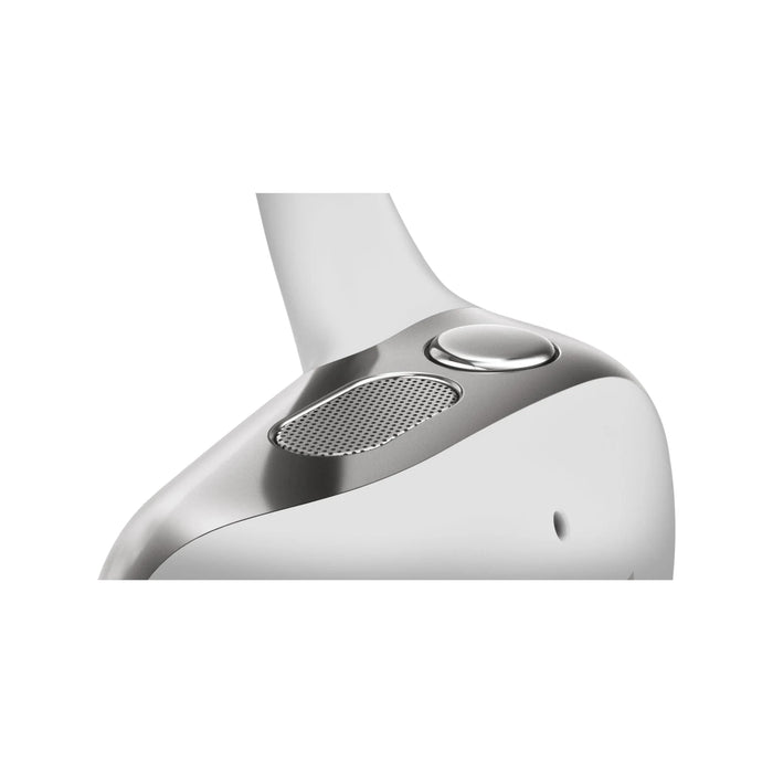 SHOKZ OpenFit 2+ in Grey, Up to 11 hours of playtime, 48 hours with charging case, Available now from TaMiMi Projects in Qatar.