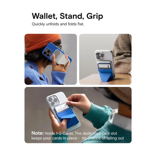 ‫محفظة موفت المغناطيسية مع حامل بتقنية ماغ سيف، تصميم أنيق ومثالي للاستخدام اليومي، متوفرة الآن لدى تميمي بروجكتس في قطر.‬