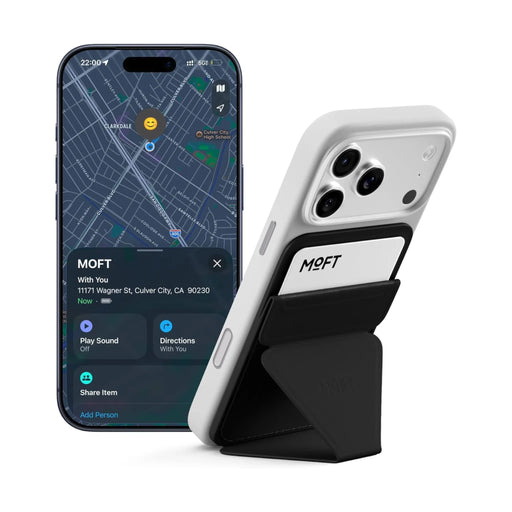 MOFT MagSafe Wallet Stand with Find My, 3-in-1 design: wallet, stand, and tracker. TaMiMi Projects Qatar.