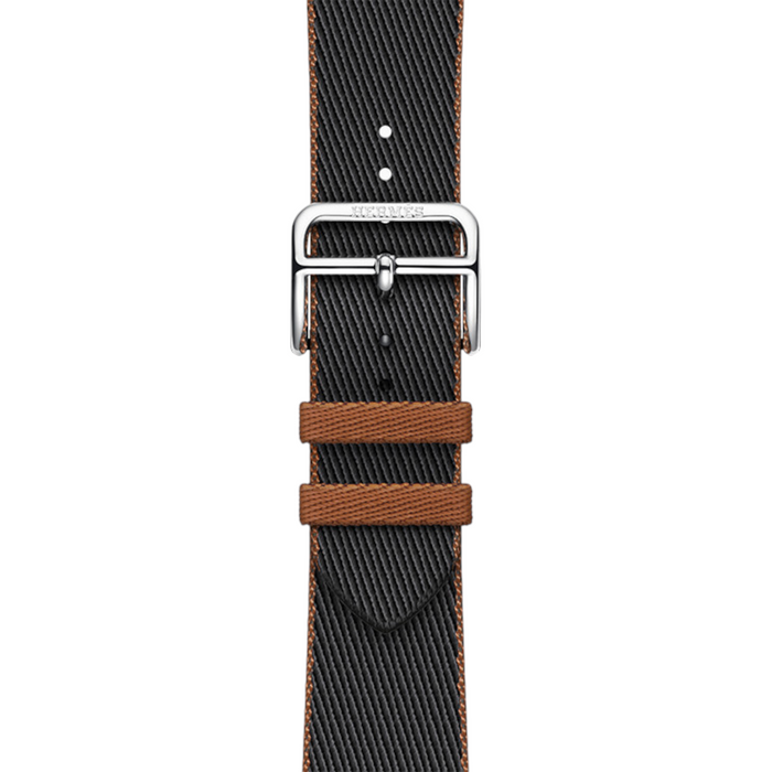 Apple Watch Hermès S9 Silver Stainless Steel Case with Noir/Gold Twill Jump Single Tour - 45mm