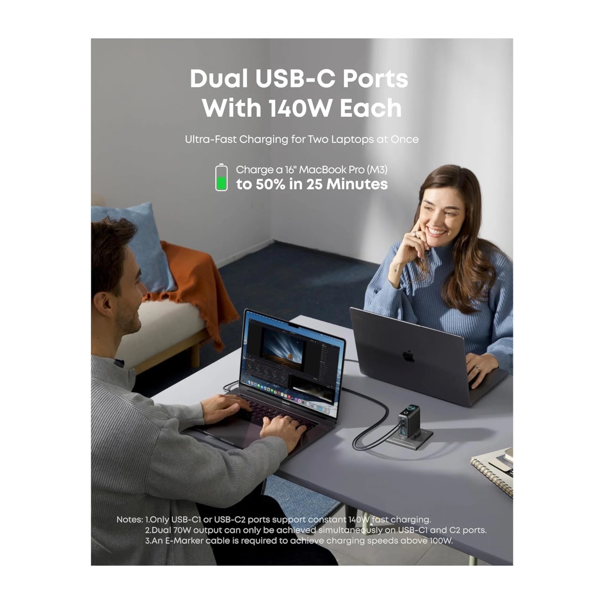 Anker 140W 4-Port GaN Fast Charger - Black Anker 140W 4-Port GaN Fast Charger - Black