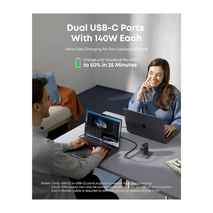 Anker 140W 4-Port GaN Fast Charger, Enjoy convenience of powering 4 devices with GaN technology. in Qatar at TaMiMi Projects.