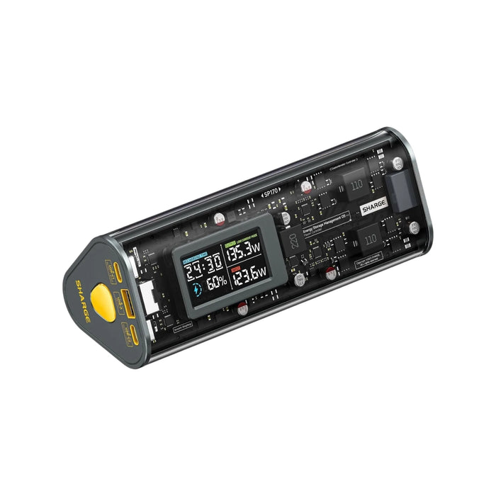 SHARGE Power Bank 24000mAh 170W - Dark gray, Charge 3 devices with two 140W USB-C and 1 USB-A port, at TaMiMi Projects.