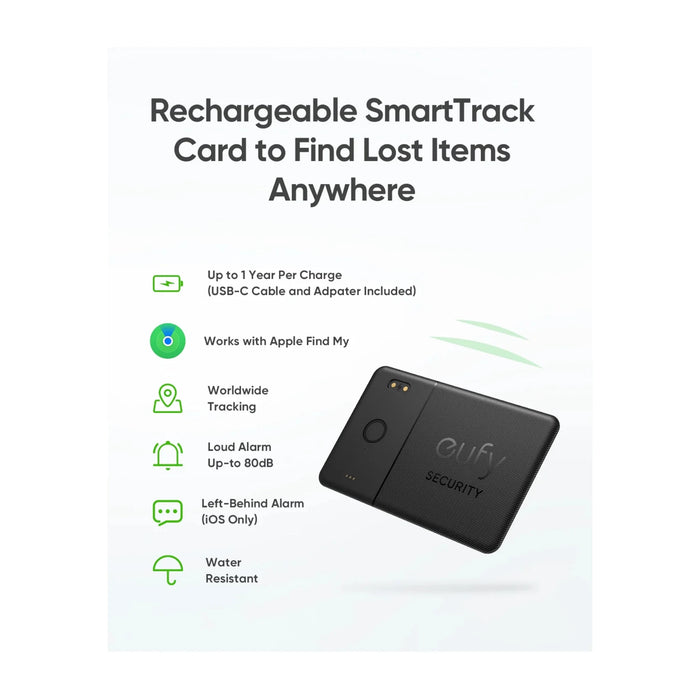 Eufy SmartTrack Card E30, Works with Apple Find My for global item tracking, water-resistant design. at TaMiMi Projects, Qatar