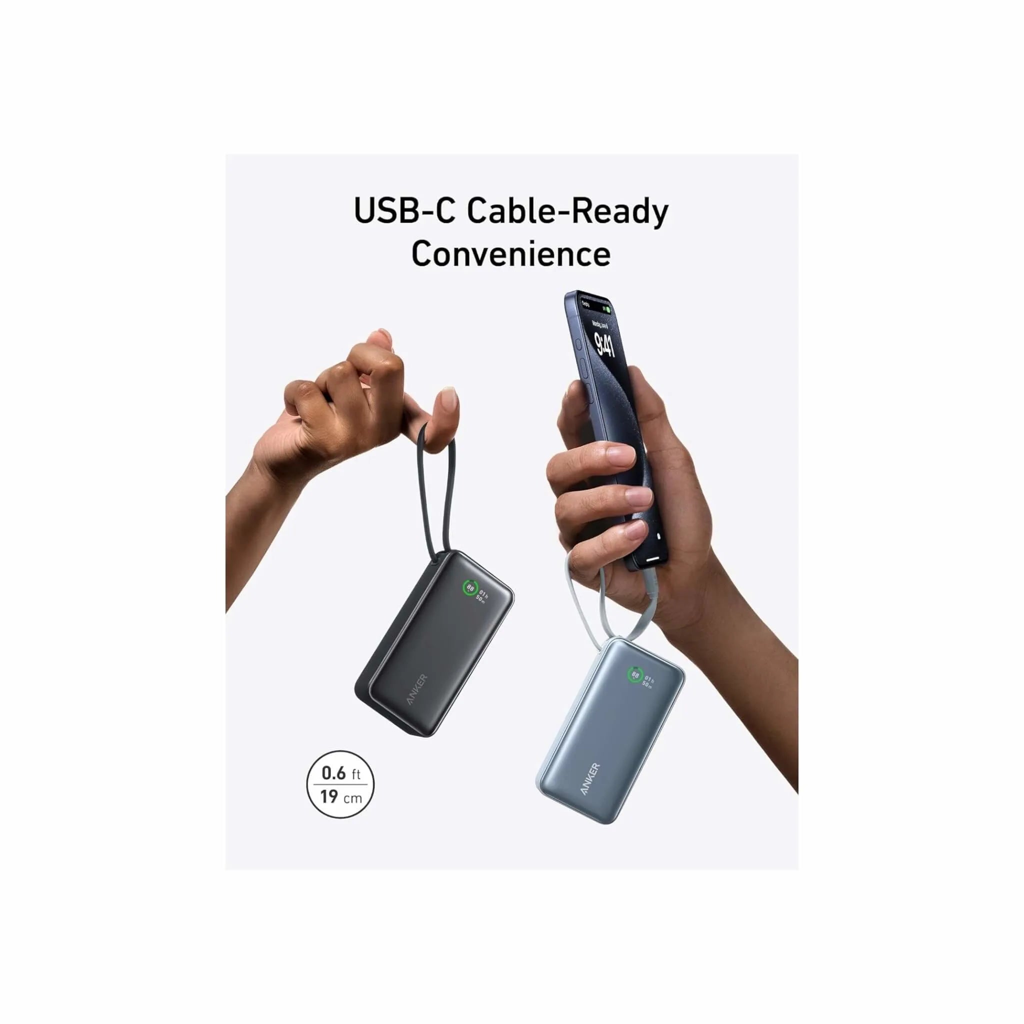 Anker Nano PowerBank 10000mAh with Built-In USB-C - Black Anker Nano PowerBank 10000mAh with Built-In USB-C - Black