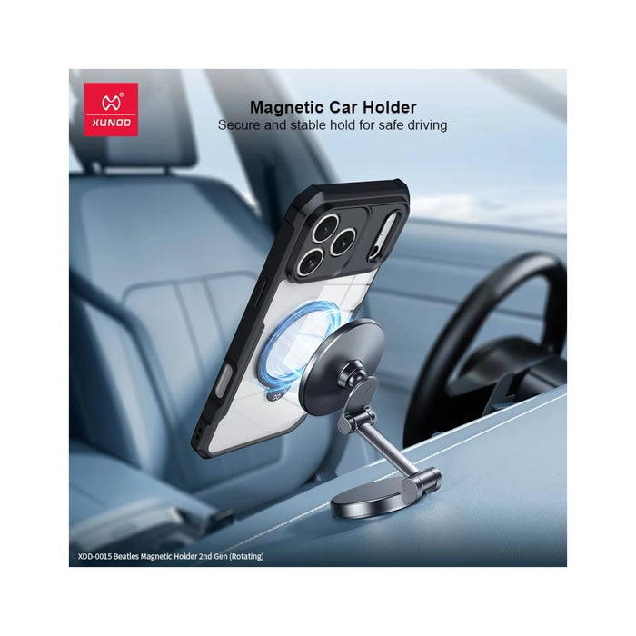 Xundd iPhone 17 Pro Magnetic Stand Case in Black, Supports magnetic wireless charging with case, at TaMiMi Projects in Qatar