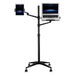 Multi-use floor stand with adjustable arms for laptops, tablets, phones, 360° rotation, mobile wheels - TaMiMi Projects in Qatar.
