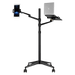 Multi-use floor stand with adjustable arms for laptops, tablets, phones, 360° rotation, mobile wheels - TaMiMi Projects in Qatar.
