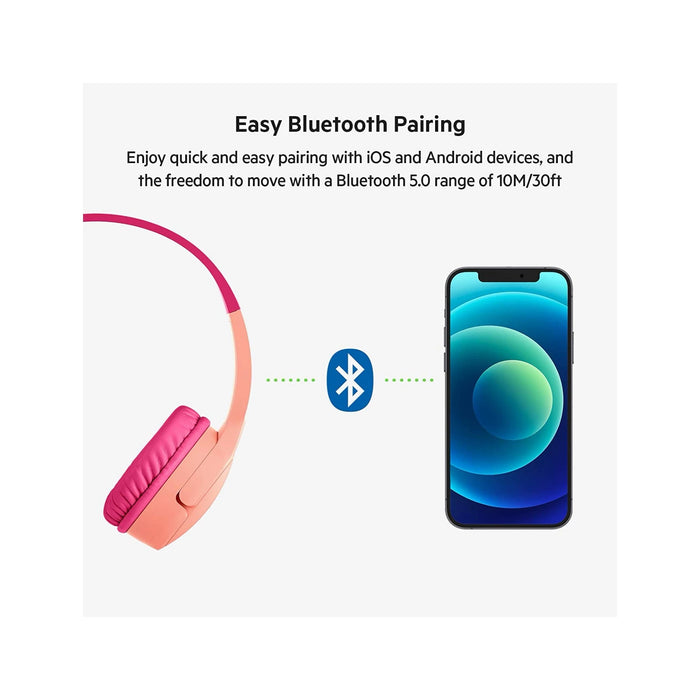 Belkin Bluetooth headphones for kids, pink, 85dB safe sound, 30H playtime – TaMiMi Projects in Qatar

