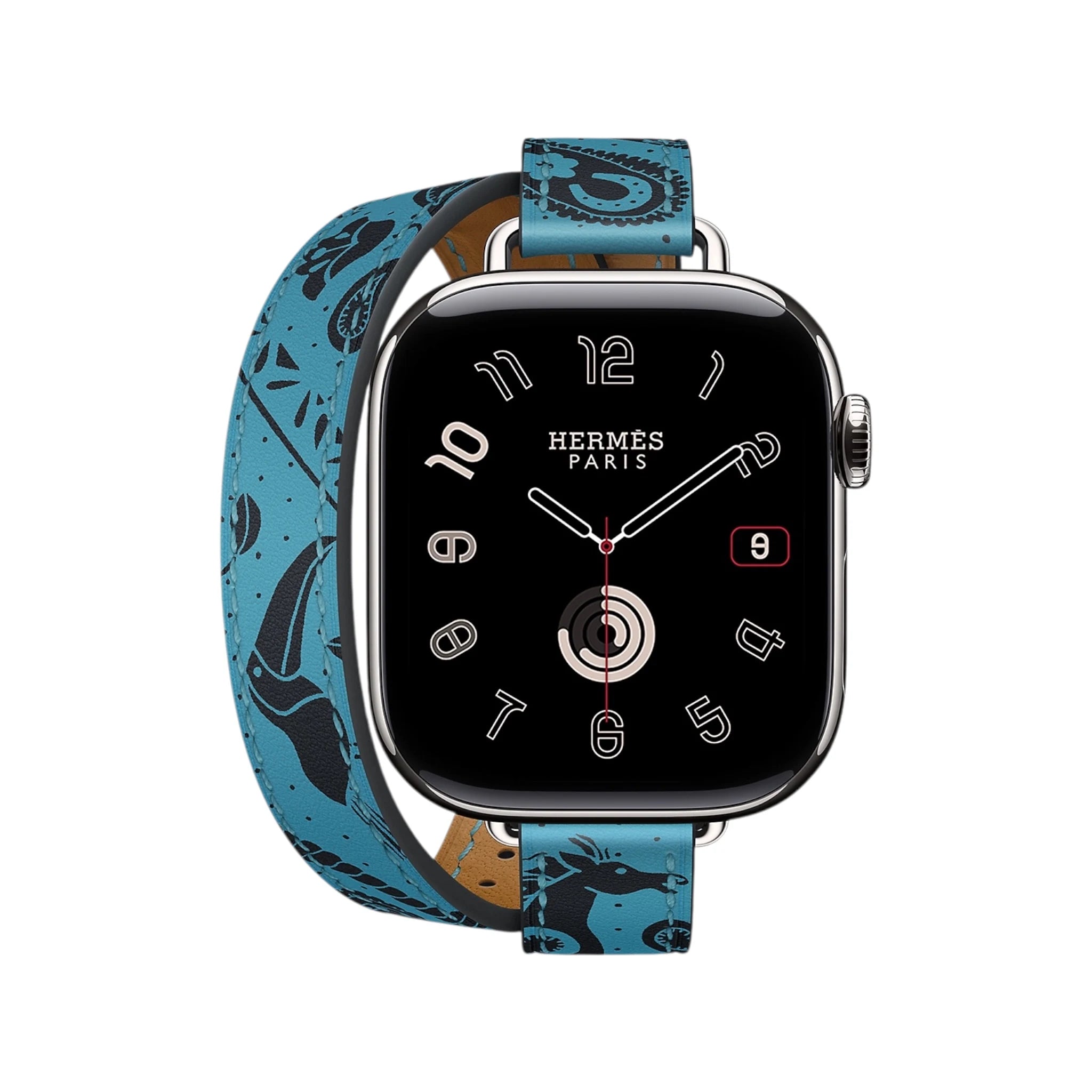 Hermès Apple Watch Band 42mm - Bdn/Noir Animaux Bandana Attelage Double tour Hermès Apple Watch Band 42mm - Bdn/Noir Animaux Bandana Attelage Double tour