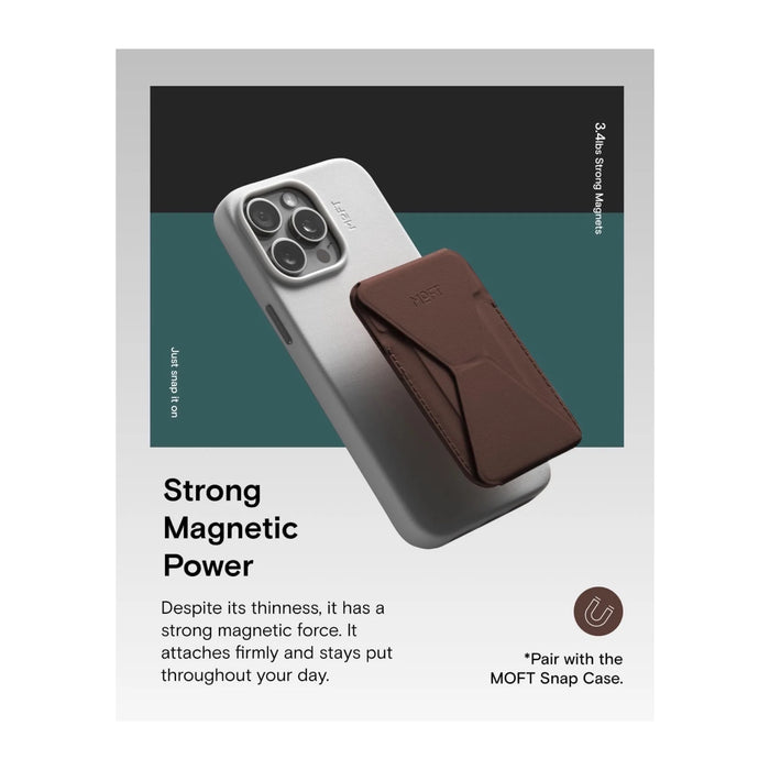 MOFT Magnetic Wallet Stand - MagSafe - Brownie, compatible with iPhone & MagSafe Phone cases, at TaMiMi Projects in Qatar.
