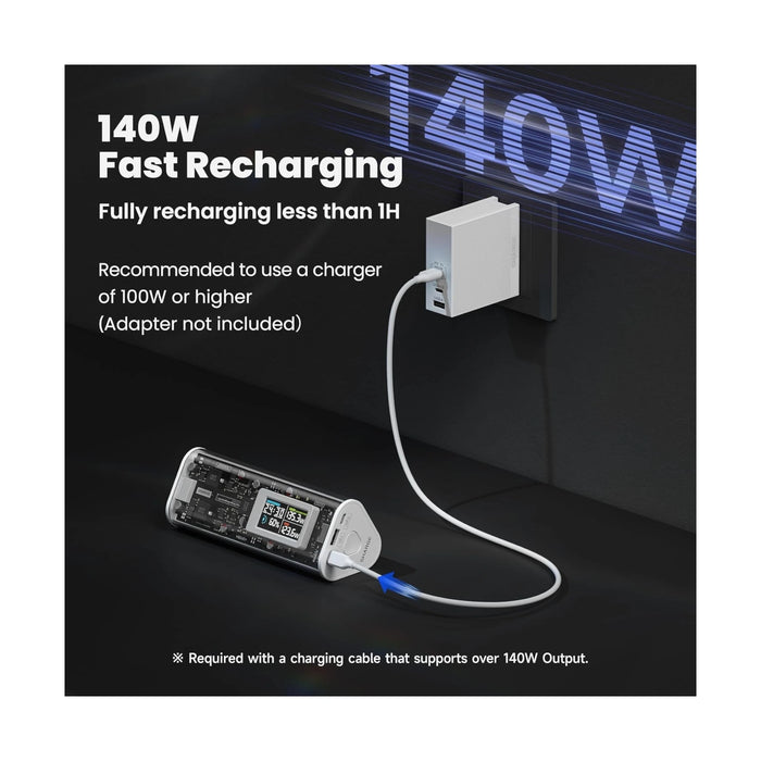 ‫احصل على شاحن SHARGE من تميمي بروجكتس في قطر. بطارية 24000mAh، شحن فائق 170W، شاشة ذكية وتصميم شفاف. 