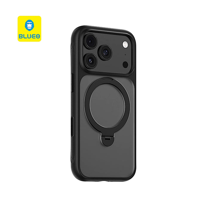 Bleuo Matte Magnetic Case for iPhone 17 Pro, Features 360° magnetic rotating holder, Available from TaMiMi Projects, Qatar. 