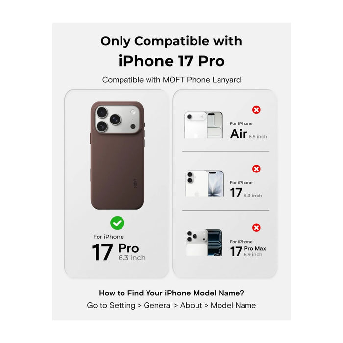 MOFT MOVAS Snap Case for iPhone 17 Pro in Brownie. TaMiMi Projects Qatar.