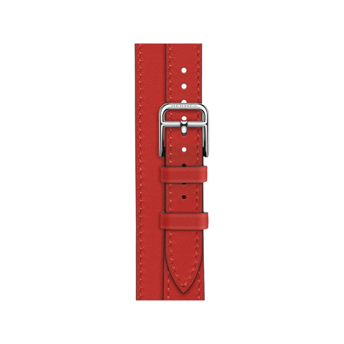 Hermès Apple Watch Band 42mm - Rouge Radieux Attelage Double tour, Available now from TaMiMi Projects in Qatar.