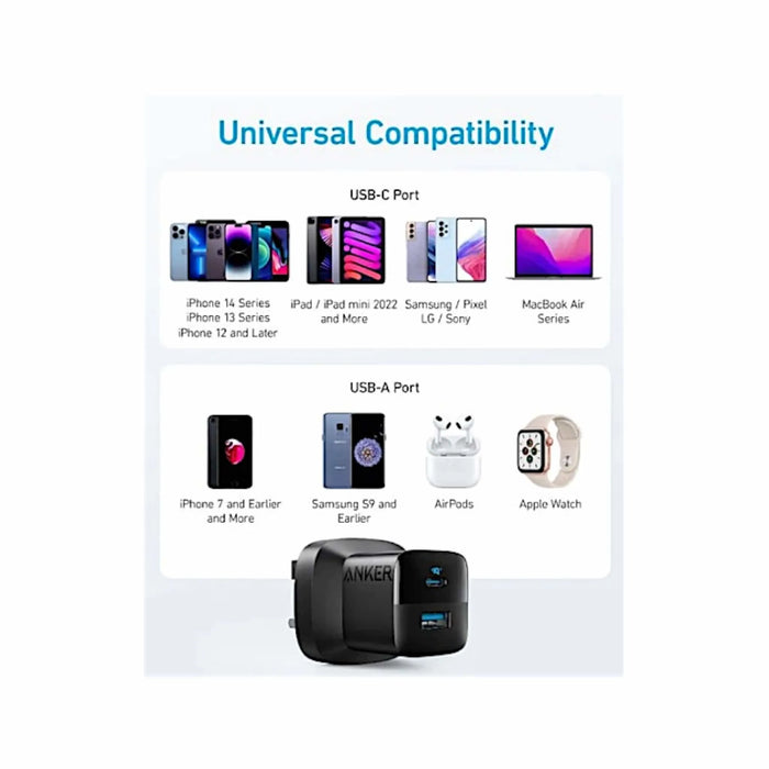 Anker 2 ports and USB-C cable, compact and efficient for fast charging - TaMiMi Projects in Qatar.