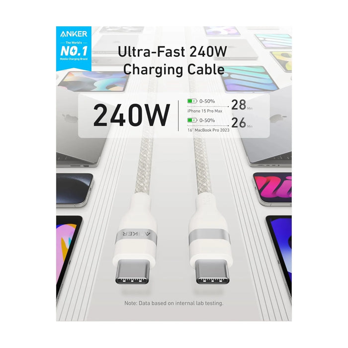 ‫احصل علي سلك يو اس بي سي من شركة انكر من تميمي بروجكتس في قطر و بأفضل سعر. شحن سريع بقوة ٢٤٠ واط، متين وصديق للبيئة. 