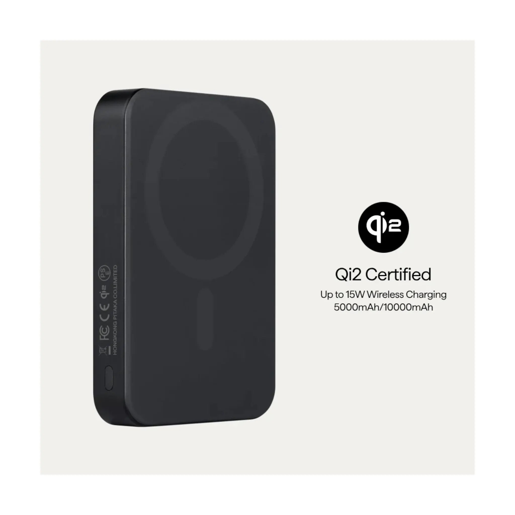 Pitaka Magnetic Power Bank 10000mAh Qi2 Wireless - Black Pitaka Magnetic Power Bank 10000mAh Qi2 Wireless - Black