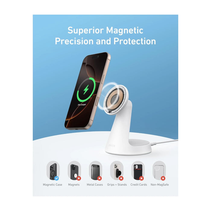 Get Anker MagSafe 15W 2-in-1 charger from TaMiMi Projects in Qatar. Fast Qi2 wireless charging for iPhone & AirPods.
