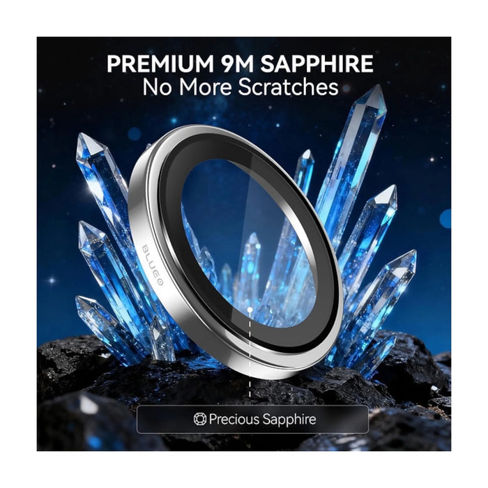 Blueo Sapphire PVD Steel Camera Ring for iPhone 17 Pro/17 Pro Max - Silver، Available now from TaMiMi Projects in Qatar.