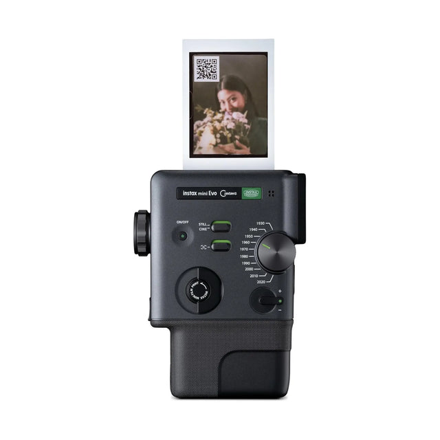 Fujifilm Instax Mini Evo Cinema Instant Camera, 1.54-inch color LCD screen for previewing shots & adjusting settings easily.