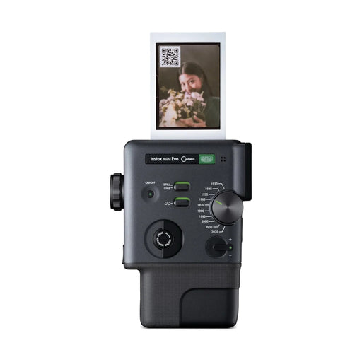 Fujifilm Instax Mini Evo Cinema Instant Camera, captures photos, records videos, & prints instantly or from your smartphone.