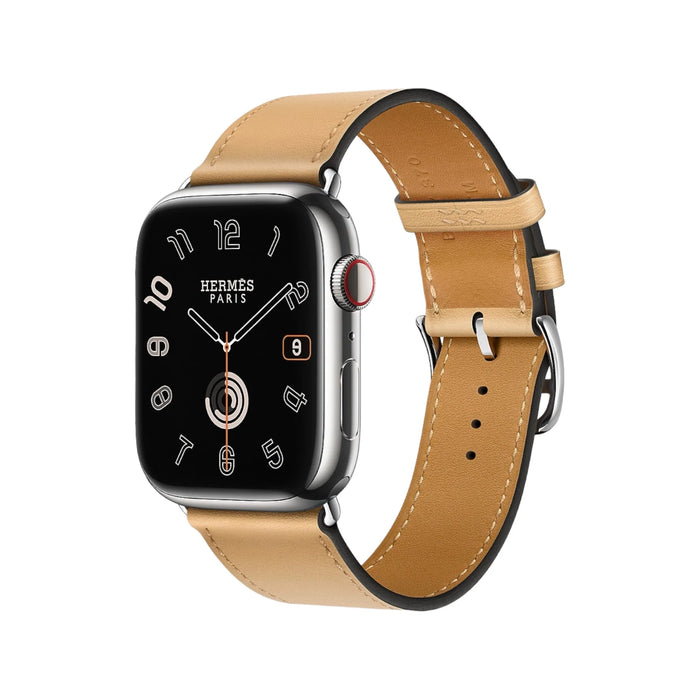 Hermès Apple Watch Band 46mm - Natural Sable Swift calfskin, Available now from TaMiMi Projects in Qatar.