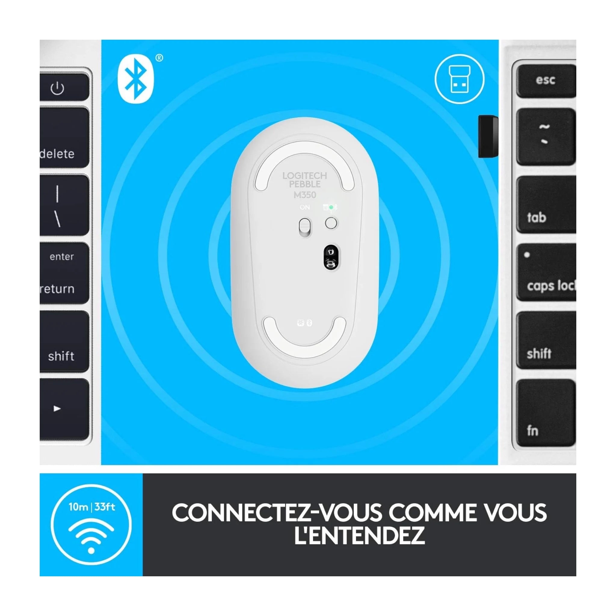 Logitech Pebble Slim M350 Wireless Mouse - White Logitech Pebble Slim M350 Wireless Mouse - White