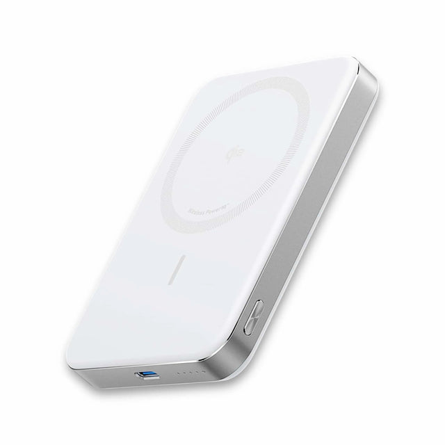 Anker MagGo Power Bank ultra-slim and portable, measuring 0.58 inches thick with 10,000mAh capacity, at Tamimi Projects in Qatar.