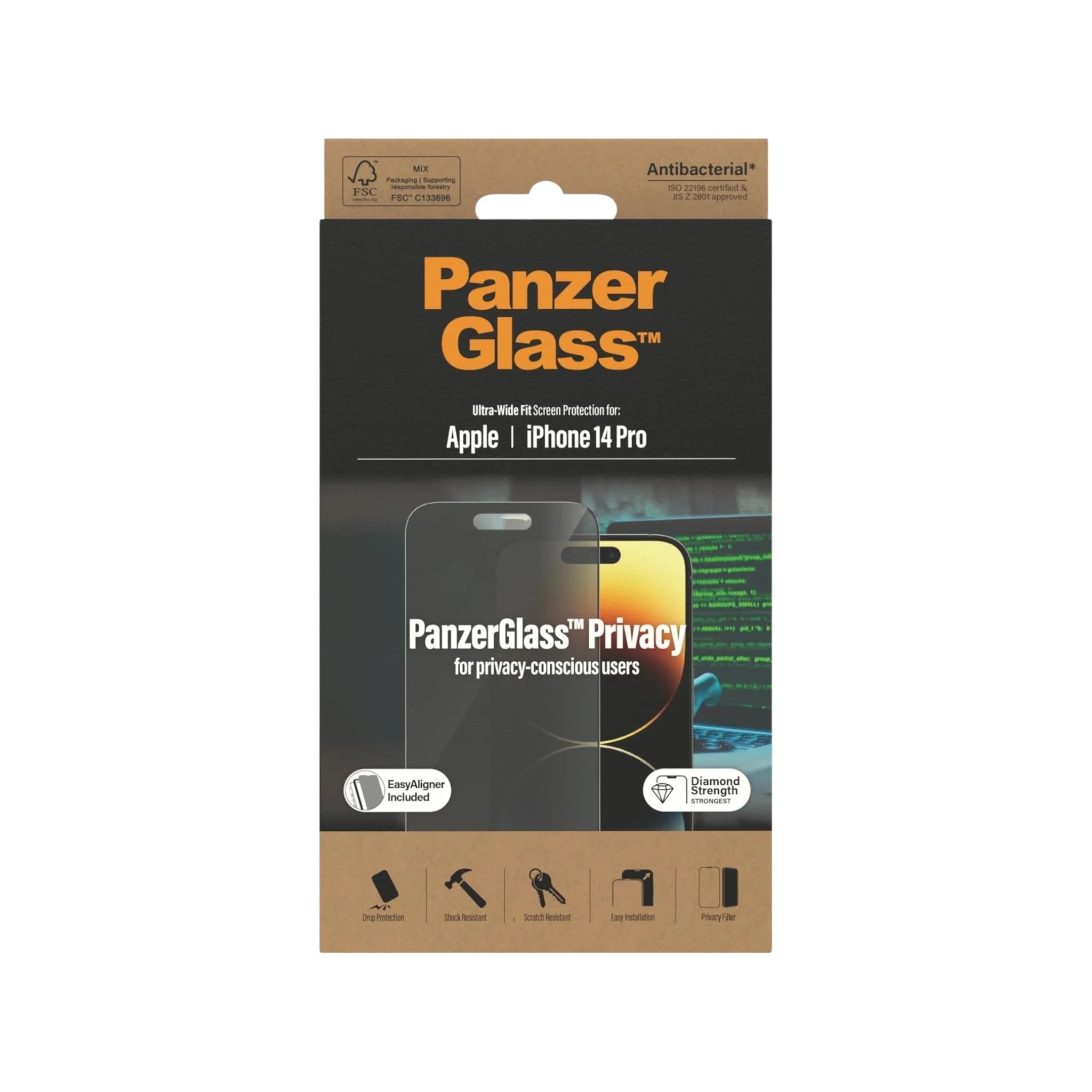 PanzerGlass™ Screen Protector for iPhone 14 Pro / iPhone 15 - Privacy PanzerGlass™ Screen Protector for iPhone 14 Pro / iPhone 15 - Privacy