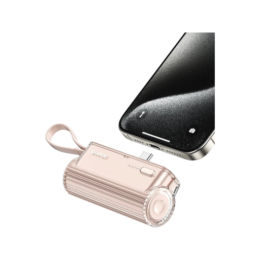 SHARGE Flow Mini Portable Charger 5000mAh with Built-in Cable, Ideal for travel or work Available from TaMiMi Projects in Qatar.