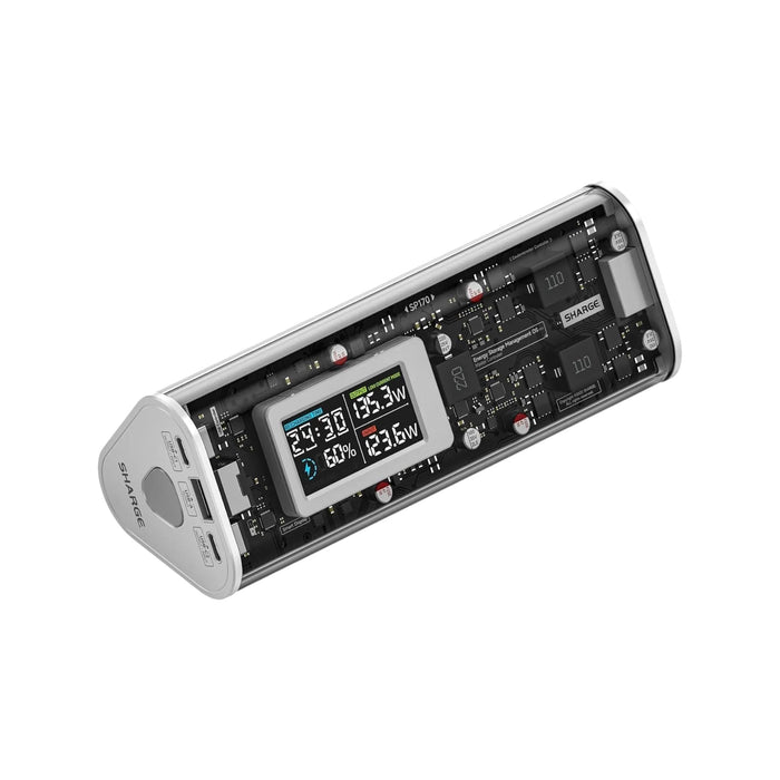 SHARGE Power Bank 24000mAh 170W - White, Charge 3 devices with two 140W USB-C and 1 USB-A port, at TaMiMi Projects.