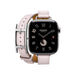 Apple Watch Hermès Series 11, 42mm Silver Titanium with Mauve Pale Double Tour. TaMiMi Projects Qatar.
