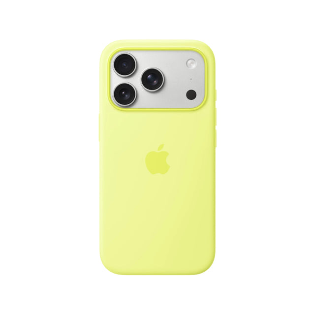 Apple iPhone 17 Pro Silicone Case with MagSafe in Neon Yellow from TaMiMi Projects in Qatar.