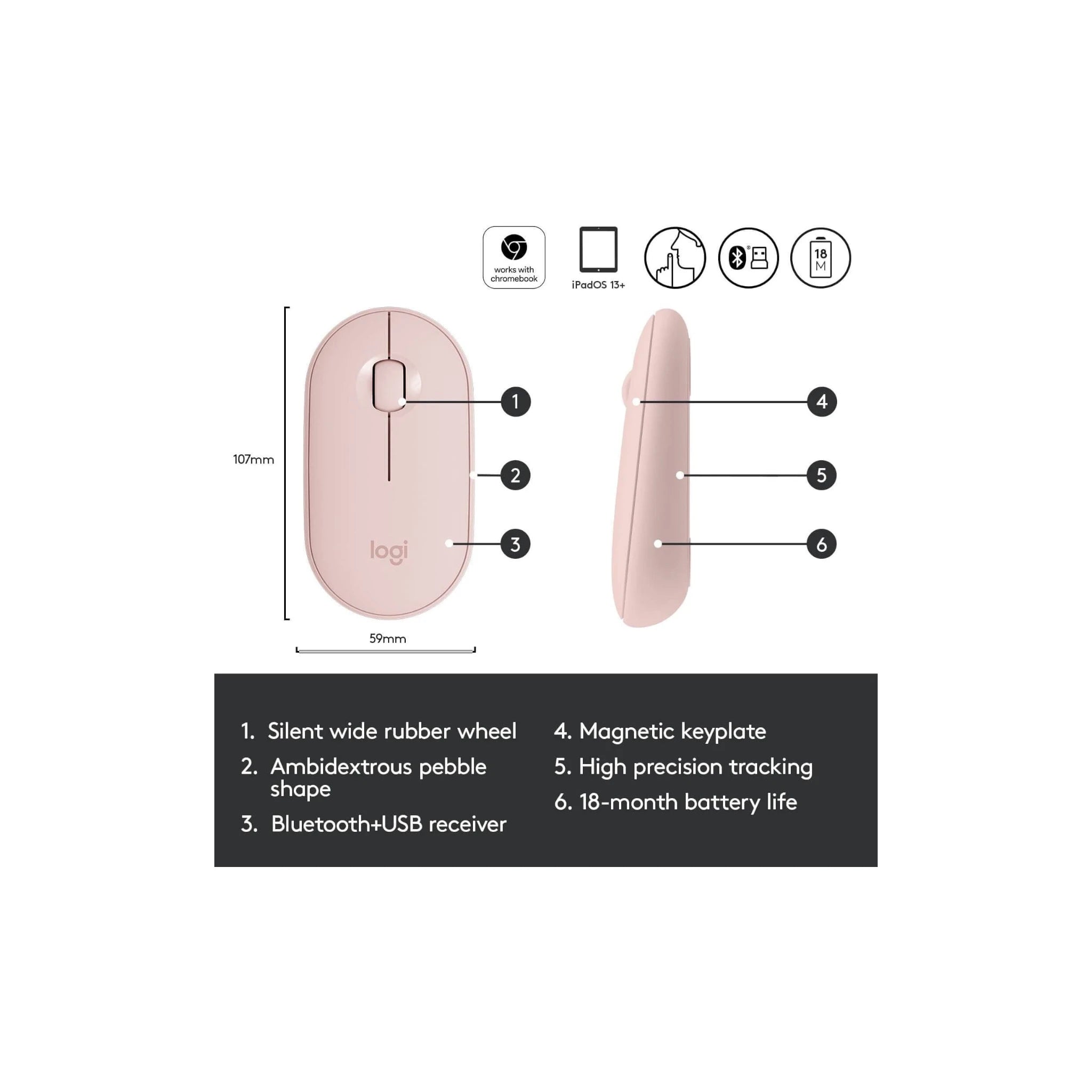Logitech M350 Wireless Mouse - Pink Logitech M350 Wireless Mouse - Pink
