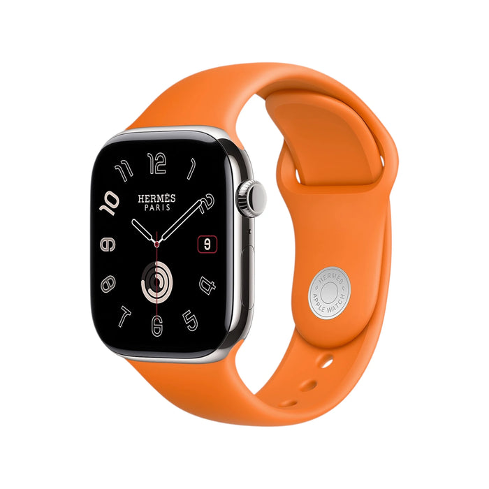 Apple Watch Hermès Series 11, 46mm Silver Titanium with Bleu Lin Single Tour