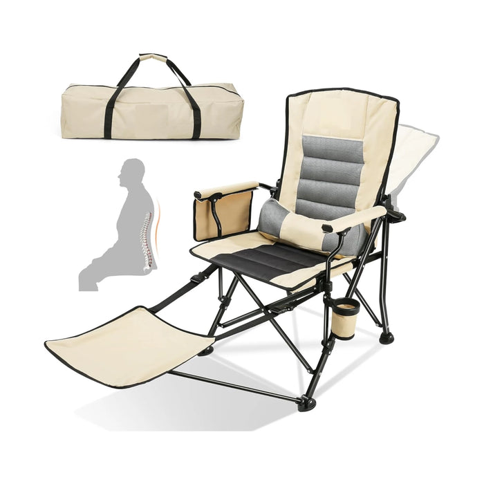 Folding Camping Chair with Footrest, Premium folding camping chair with detachable footrest, at TaMiMi Projects in Qatar.