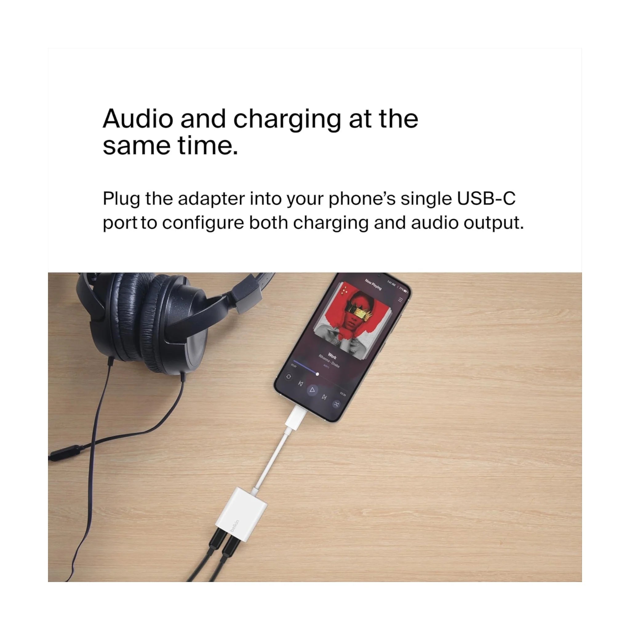وصلة بيلكن USB-C سماعة وشحن - أبيض وصلة بيلكن USB-C سماعة وشحن - أبيض