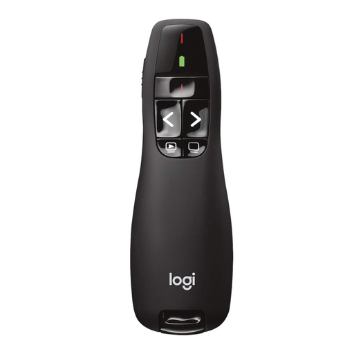 Logitech R400 presentation remote in sleek black design