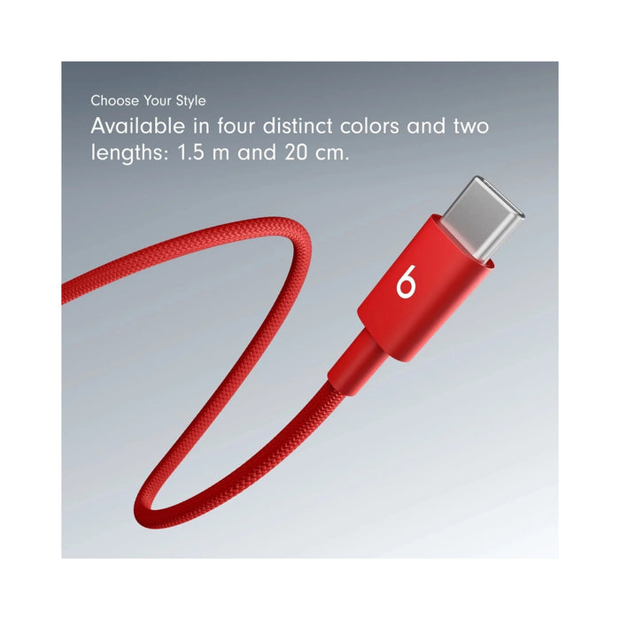 Beats USB‑C to USB‑C Woven Cable (1.5 m) - Rapid Red, available now from TaMiMi Projects in Qatar.