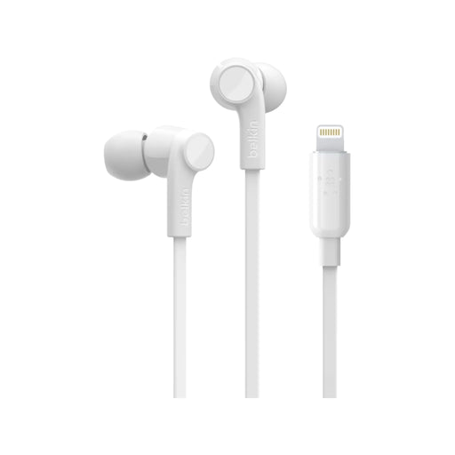 Belkin SoundForm earbuds with Lightning connector from TaMiMi Projects in Qatar. Tangle-free, sweat-resistant, and perfect fit.