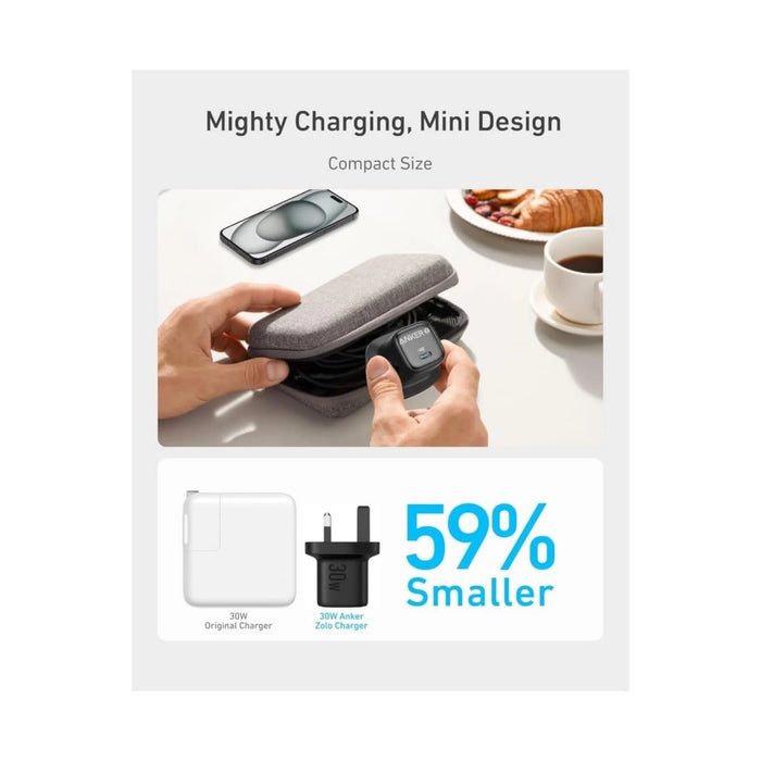 ‫احصل على شاحن أنكر زولو ٣٠ واط من تميمي بروجكتس فى قطر. GaN USB-C، تصميم مدمج وشحن أسرع بثلاث مرات من الشواحن الاخري