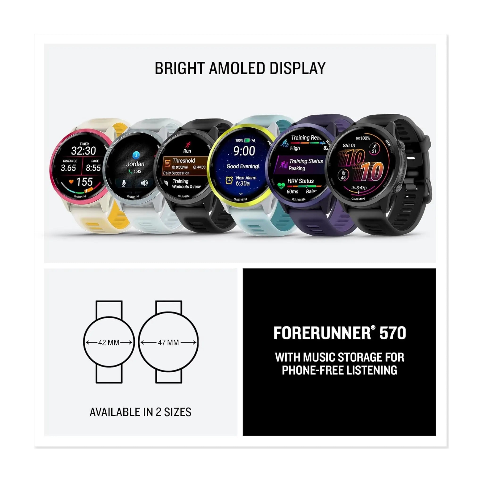 Forerunner® 570 - Amp Yellow / Whitestone - 47mm Forerunner® 570 - Amp Yellow / Whitestone - 47mm