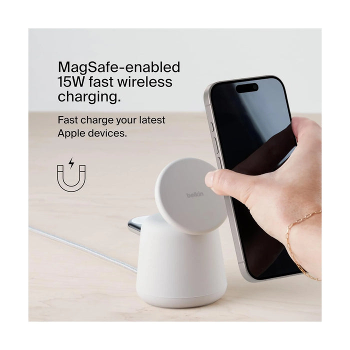 ‫احصل على قاعدة شحن لاسلكي بيلكن من تميمي بروجكتس فى قطر. شحن MagSafe سريع للايفون والساعة بتصميم أنيق وثبات عالي. 